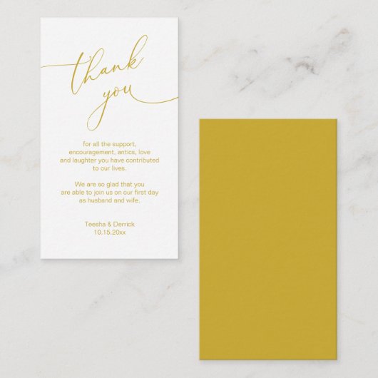 Modern minimalistisch script, huwelijk bedankt informatiekaartje (Voorkant / Achterkant)