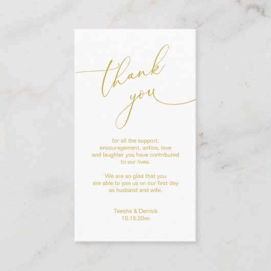 Modern minimalistisch script, huwelijk bedankt informatiekaartje (Voorkant)