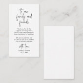 Modern minimalistisch script, huwelijk bedankt informatiekaartje (Voorkant / Achterkant)