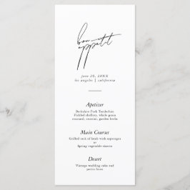 Modern minimalistisch script huwelijksmenu menu