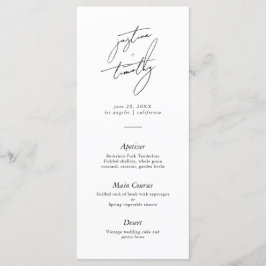 Modern minimalistisch script huwelijksmenu menu