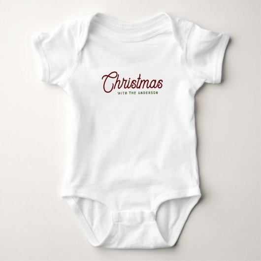 Modern minimalistisch script kerst familienaam romper (Voorkant)