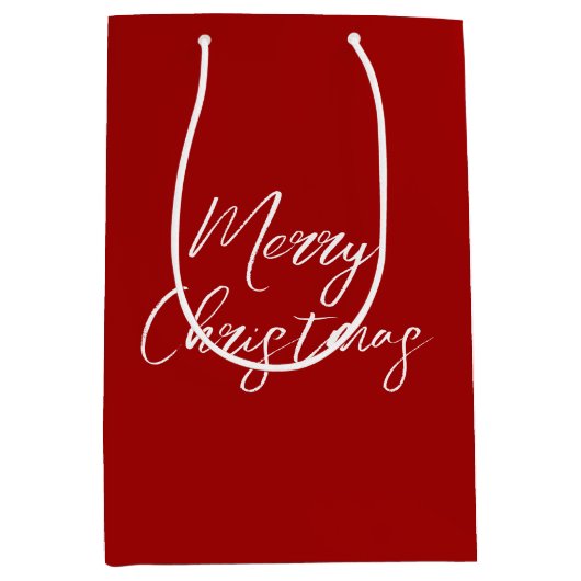 Modern minimalistisch script kerst medium cadeauzakje (Voorkant)