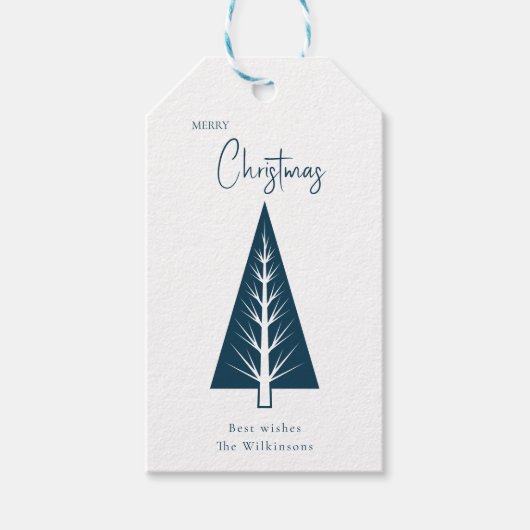 Modern minimalistisch script kerstboom cadeaulabel (Voorkant)