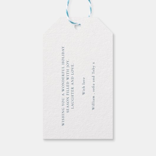 Modern minimalistisch script kerstboom cadeaulabel (Achterkant)