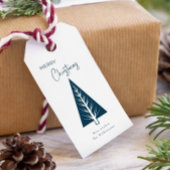 Modern minimalistisch script kerstboom cadeaulabel