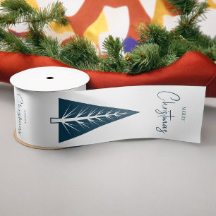 Modern minimalistisch script kerstboom satijnen lint
