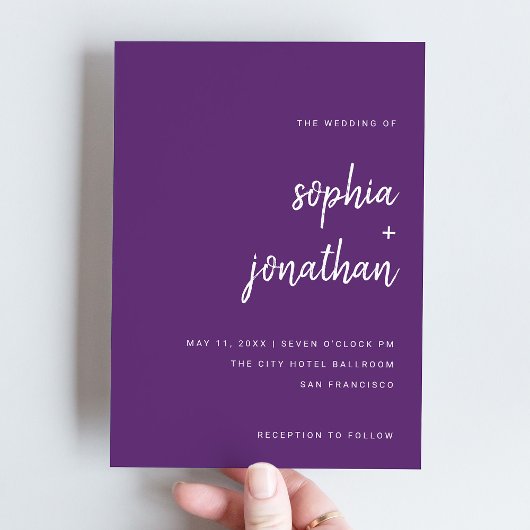 Modern minimalistisch script | Kleurrijk Paars huw Kaart