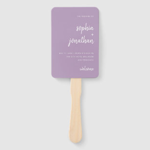 Modern minimalistisch script lavendel   Bruiloft Handwaaier
