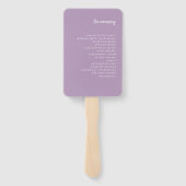 Modern minimalistisch script lavendel | Bruiloft Handwaaier (Achterkant)