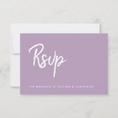 Modern minimalistisch script lavendel | Bruiloft RSVP Kaartje (Voorkant)