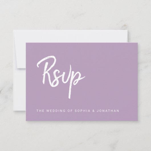 Modern minimalistisch script lavendel | Bruiloft RSVP Kaartje (Voorkant)