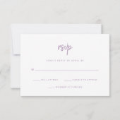 Modern minimalistisch script lavendel | Bruiloft RSVP Kaartje (Achterkant)