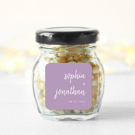 Modern minimalistisch script lavendel | Bruiloft Vierkante Sticker