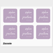 Modern minimalistisch script lavendel | Bruiloft Vierkante Sticker (Vel)