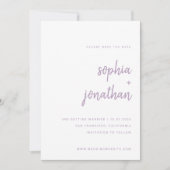 Modern minimalistisch script lavendel | Foto Terug Save The Date (Voorkant)