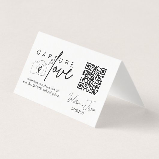 Modern minimalistisch script Leg de Love QR-code v Kaart (Voorkant)