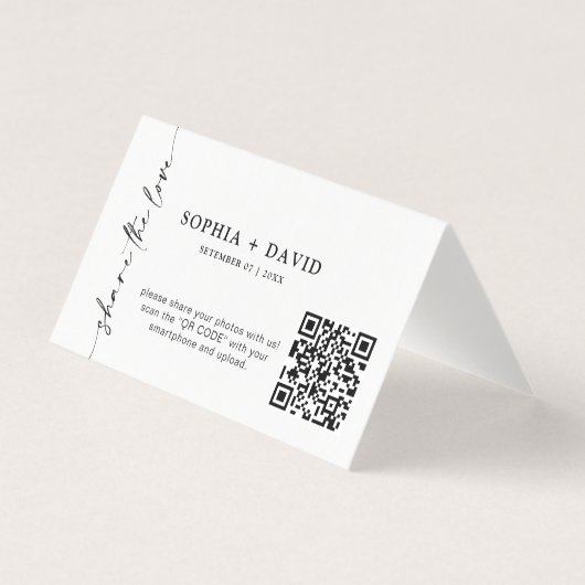 Modern minimalistisch script Leg de Love QR-code v Kaart (Voorkant)