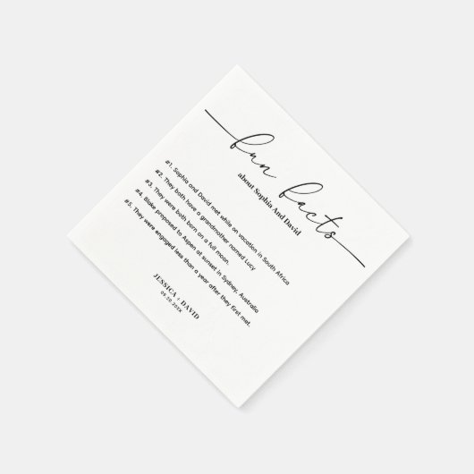 Modern Minimalistisch Script Leuke Feiten Bruiloft Servet (Hoek)