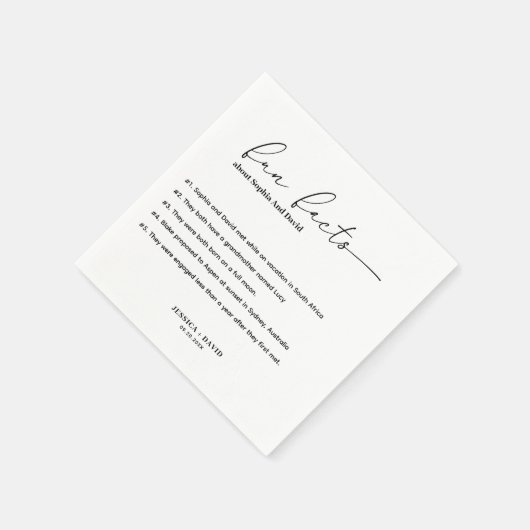 Modern Minimalistisch Script Leuke Feiten Bruiloft Servet (Hoek)