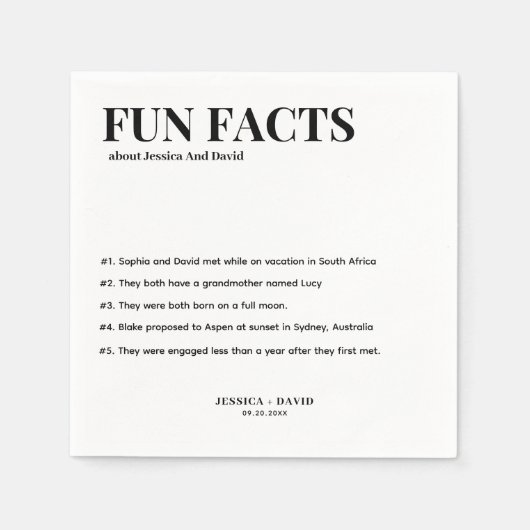 Modern Minimalistisch Script Leuke Feiten Bruiloft Servet (Voorkant)