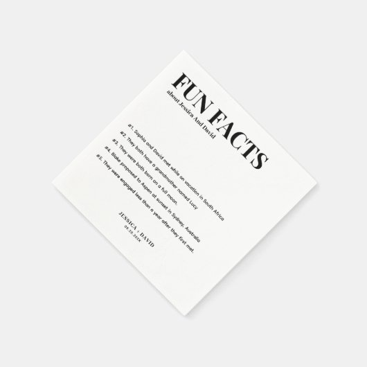 Modern Minimalistisch Script Leuke Feiten Bruiloft Servet (Hoek)