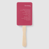 Modern minimalistisch script magenta Red | Weddens Handwaaier (Achterkant)