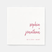 Modern minimalistisch script | Magenta Red Wedding Servet (Voorkant)
