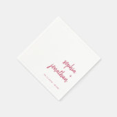 Modern minimalistisch script | Magenta Red Wedding Servet (Hoek)