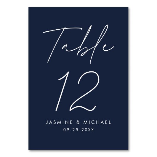 Modern minimalistisch script marine bruiloft kaart (Voorkant)