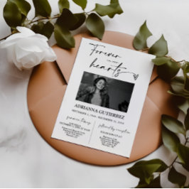 Modern minimalistisch script Memorial Photo Funera Kaart