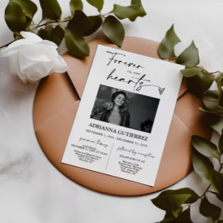 Modern minimalistisch script Memorial Photo Funera Kaart