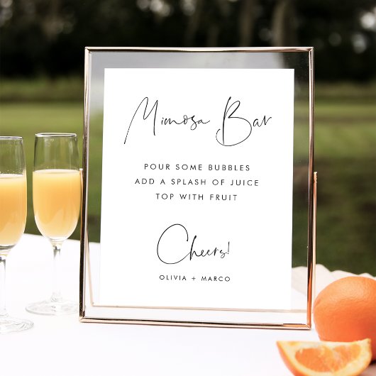 Modern Minimalistisch Script Mimosa Bar Sign Poster