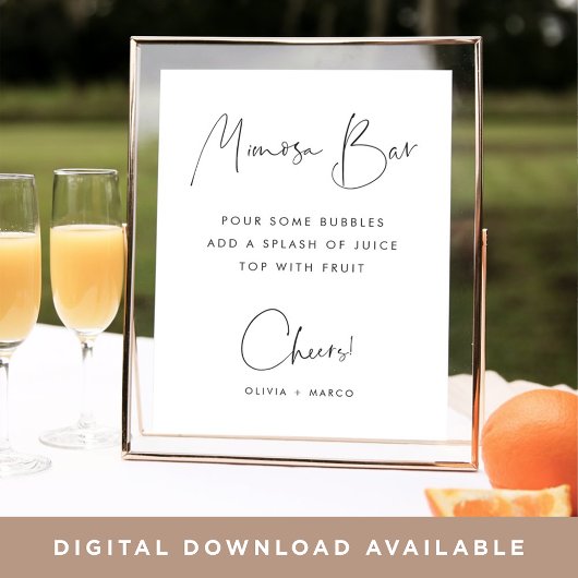 Modern Minimalistisch Script Mimosa Bar Sign Poster