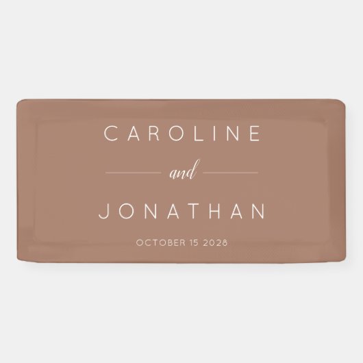 Modern minimalistisch script MochaCustom Wedding Spandoek (Horizontaal)