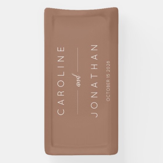 Modern minimalistisch script MochaCustom Wedding Spandoek (Verticaal)