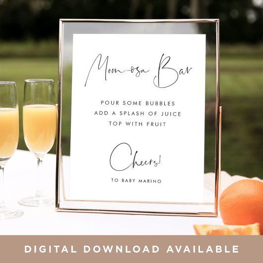 Modern Minimalistisch Script Mom-osa Bar Sign Poster