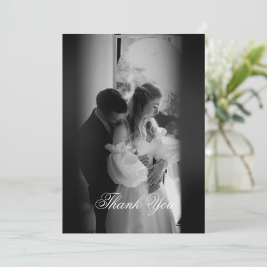 Modern minimalistisch Script-monogram Bedankkaart (Staand voorkant)