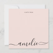 Modern minimalistisch script Monogram Blush Pink Notitiekaartje (Voorkant)