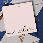 Modern minimalistisch script Monogram Blush Pink Notitiekaartje