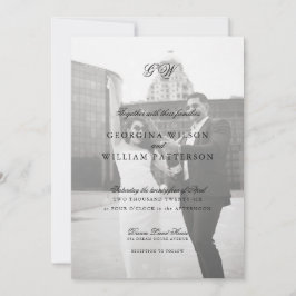 Modern Minimalistisch Script Monogram Bruiloft Kaart