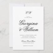 Modern Minimalistisch Script Monogram Bruiloft Kaart (Voorkant)