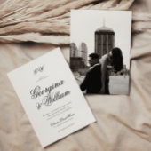 Modern Minimalistisch Script Monogram Bruiloft Kaart