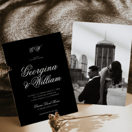 Modern Minimalistisch Script Monogram Bruiloft Kaart