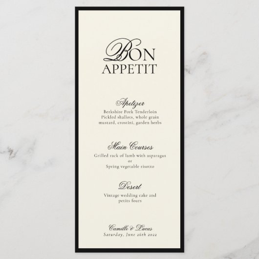 Modern Minimalistisch Script Monogram Bruiloft Men Menu (Voorkant)