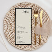 Modern Minimalistisch Script Monogram Bruiloft Men Menu