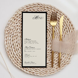 Modern Minimalistisch Script Monogram Bruiloft Men Menu