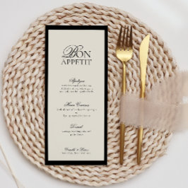 Modern Minimalistisch Script Monogram Bruiloft Men Menu