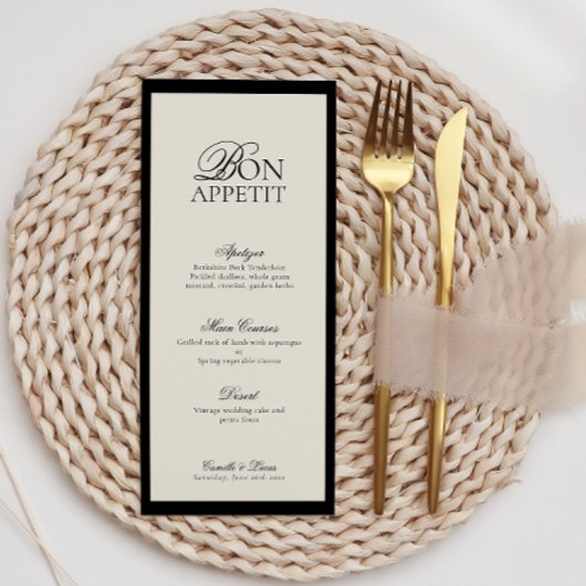 Modern Minimalistisch Script Monogram Bruiloft Men Menu