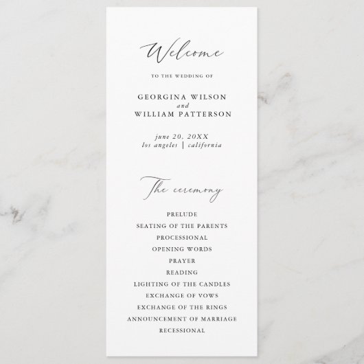 Modern Minimalistisch Script Monogram Flat Program Programmakaart (Voorkant)